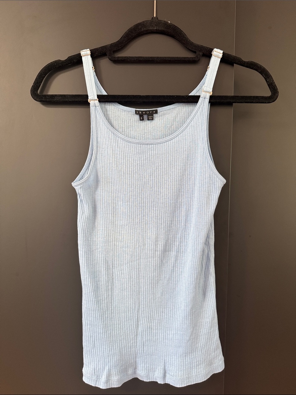 Theory Light Blue Ribbed Tank